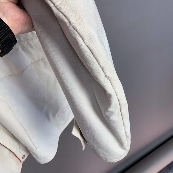 Vintage Schaefer Outfitter Khaki Navajo Made WY Canvas Blanket Lined Coat XL - Picture 4 of 8